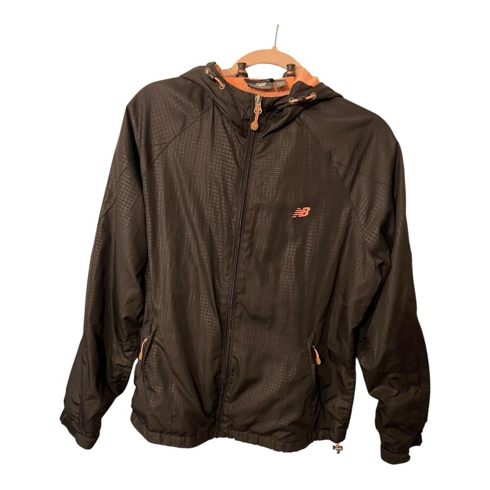 New Balance Lined Windbreaker Jacket Women's XL Black Full Zip Hooded RN 130893